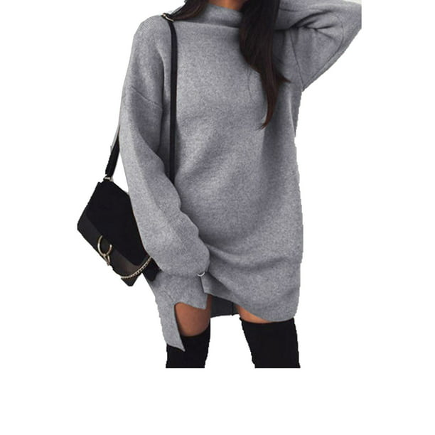 Women's Sweater Long Sleeve Knitted Winter Pullover Baggy Jumper Top Dresses